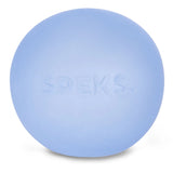 Blue massage ball with 'Speks' branding on a white background