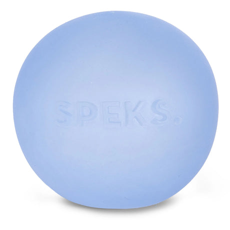 Blue massage ball with 'Speks' branding on a white background