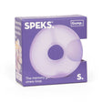 Purple packaging of Speks memory gel stress loop with a purple ball inside on a white background
