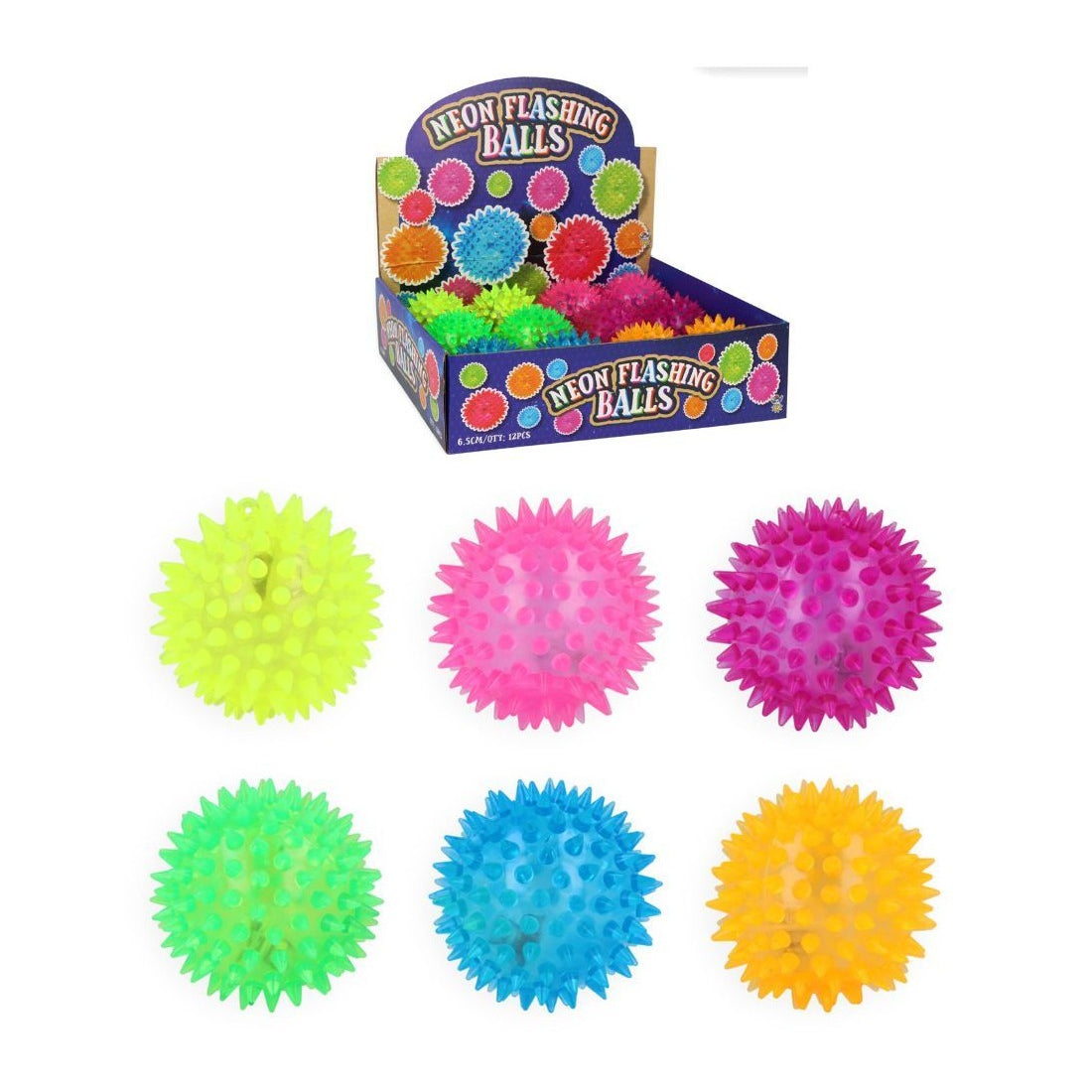 Neon Flashing Spiky Balls 6.5cm (Assortment)