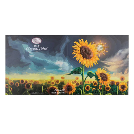 Packaging of DIY crystal art kit with sunflower design