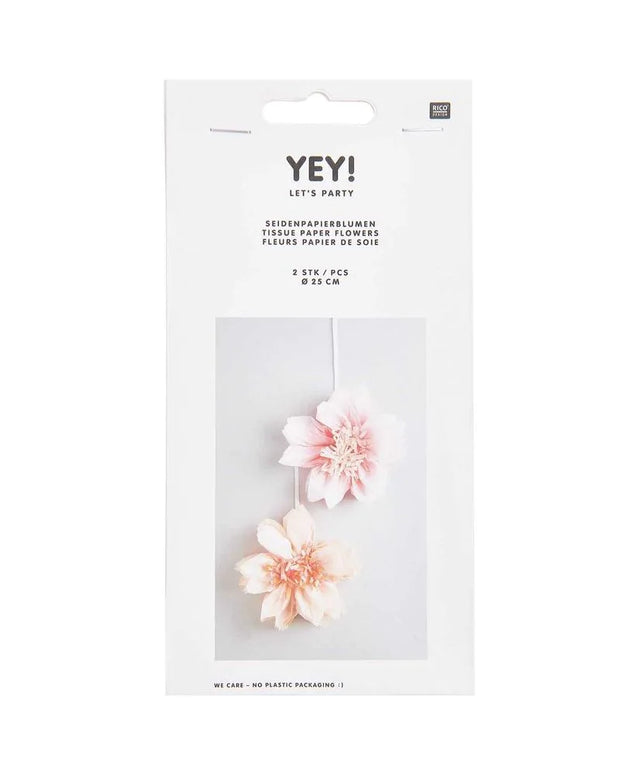 Two small silk paper flowers in the shape of Sakura, 25 cm.