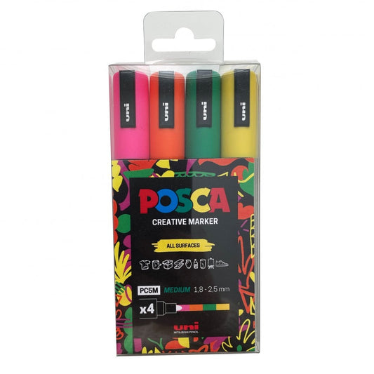 Posca PC-5M Medium Bullet Tip Paint Marker - Pack 4 Colour Block