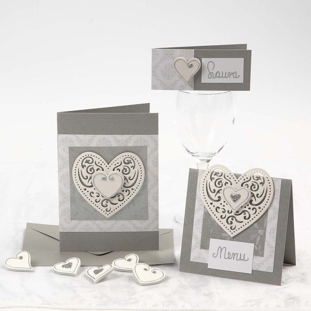 Filigree Heart W: 7.5cm 250g - White (18 Pieces)