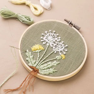 Mini Craft Kit Embroidery Frame Dusty Green Dandelion
