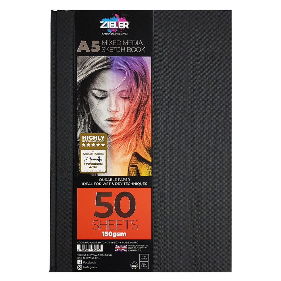 Zieler A5 Hardback Casebound Mixed Media Pad (50 Sheets)