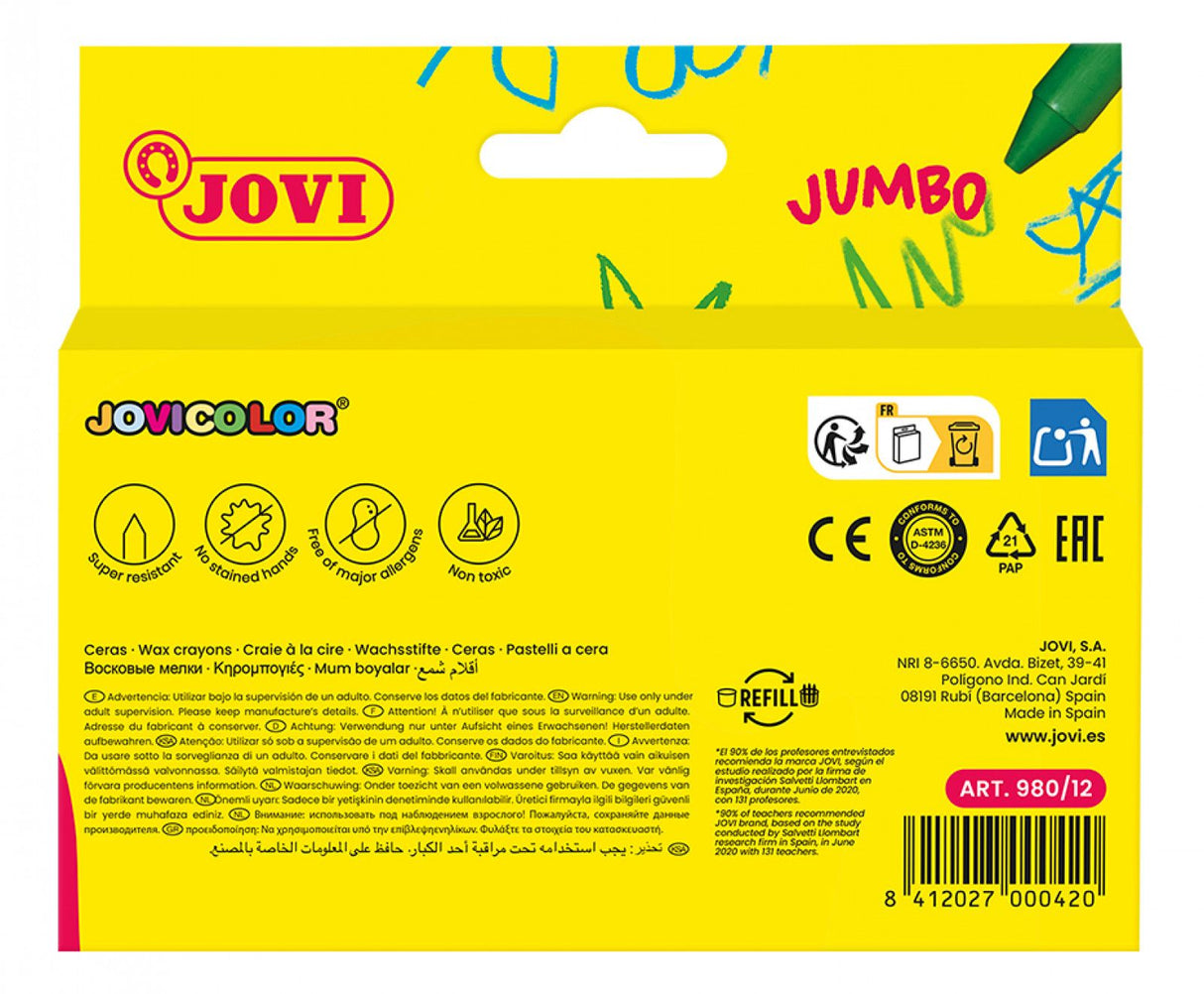 Jovi Wax Crayons Jumbo Set (12 Assorted Colours)