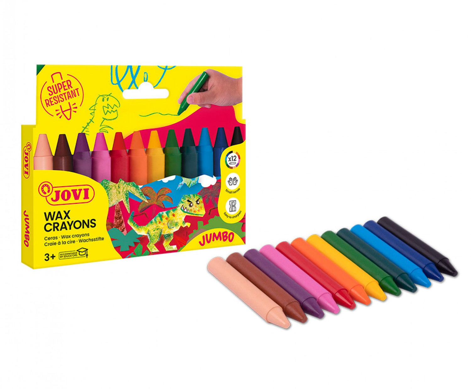 Jovi Wax Crayons Jumbo Set (12 Assorted Colours)