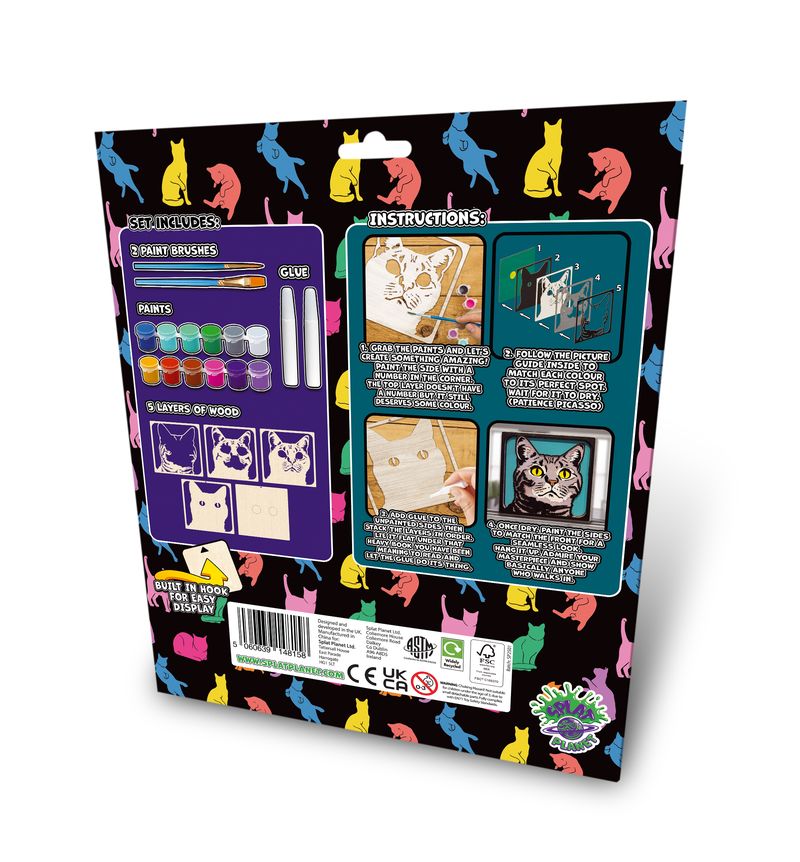 Splat Planet Wood Art Kit - Grey Cat