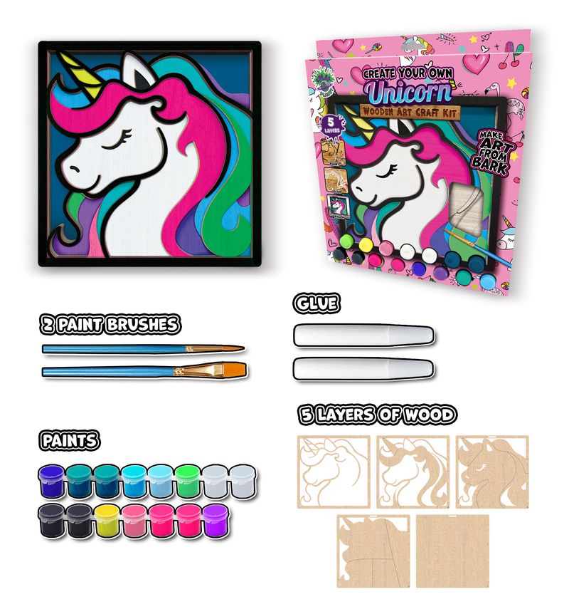 Splat Planet Wood Art Kit - Unicorn