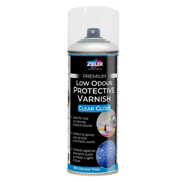 Zieler Premium Low Odour Protective Varnish Spray – Clear Gloss (400ml)