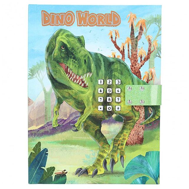 Calendar cover with a dinosaur illustration and 'Dino World' text