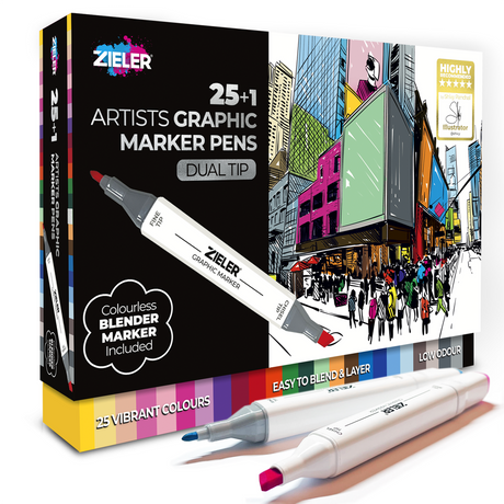 Zieler Graphic Marker Pens and Blending Marker Set