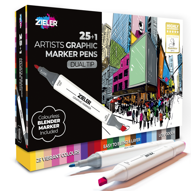 Zieler Graphic Marker Pens and Blending Marker Set