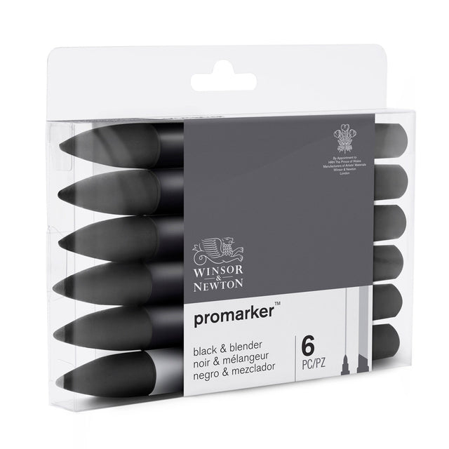 Winsor & Newton Promarker - 5 Blacks + Blender Set