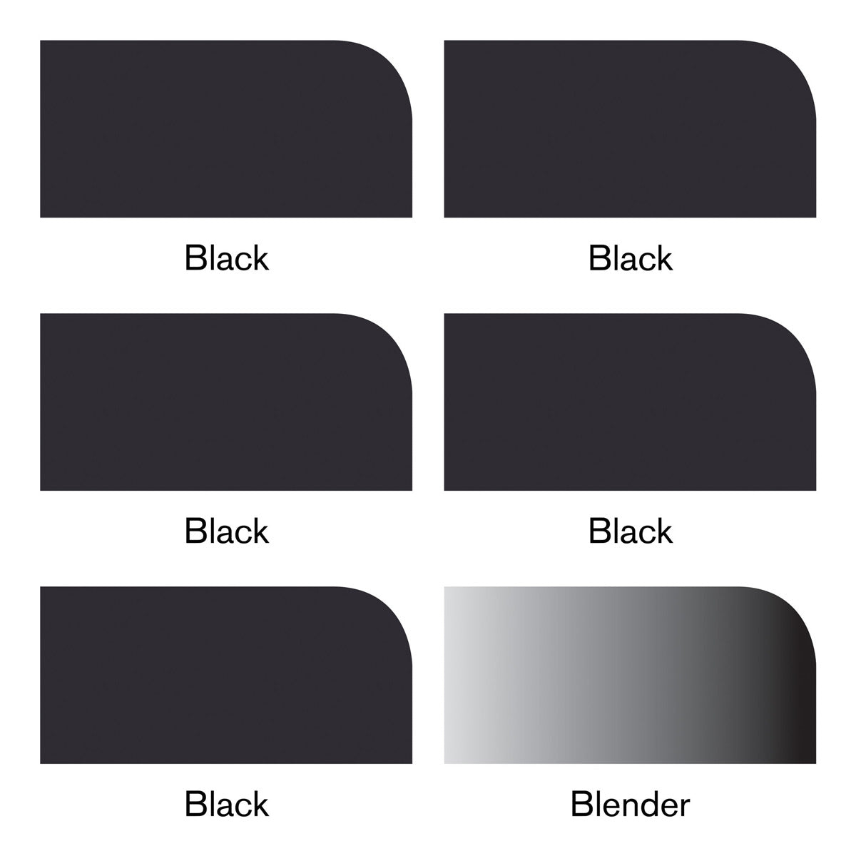 Winsor & Newton Promarker - 5 Blacks + Blender Set