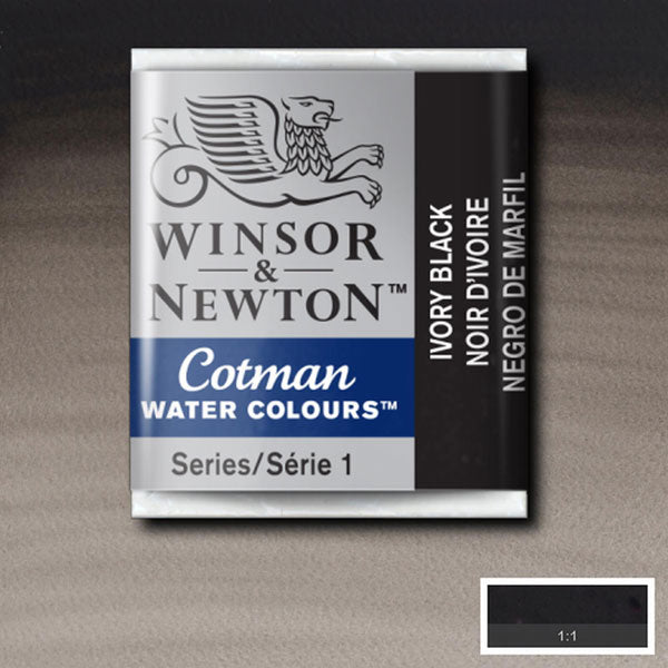 Cotman Watercolour Ivory Black Half Pan