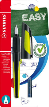 Ergonomic School Fountain Pen - STABILO EASYbuddy - M Nib - Black/Lime