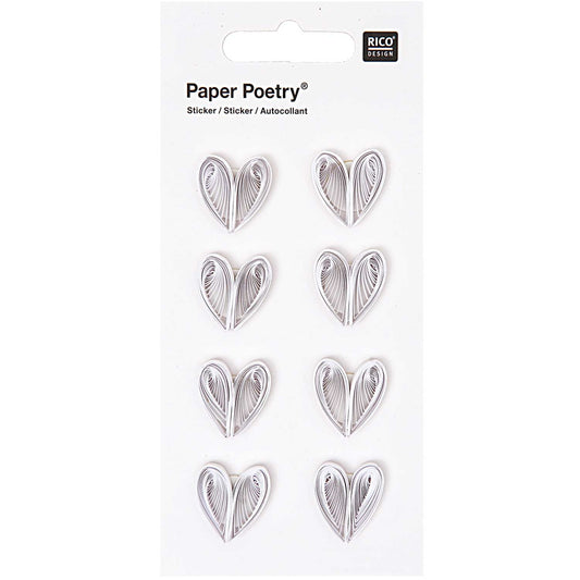 QUILLING STICKER, WHITE HEARTS