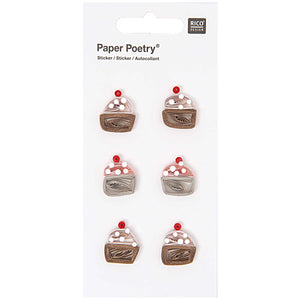 Quilling Cupcake Stickers - 6 pcs