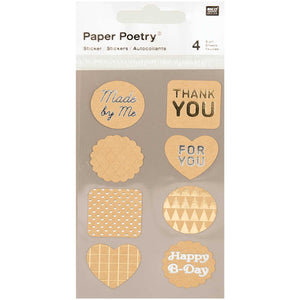 Paper Poetry Kraft Paper Sticker Labels metallic 4 sheets