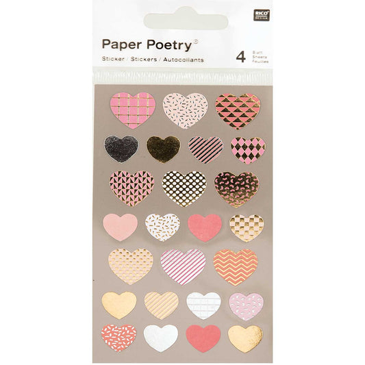 Paper Poetry Sticker hearts metallic 4 sheetsPaper Poetry Sticker hearts metallic 4 sheets