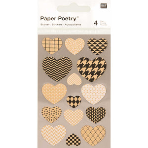 Paper Poetry Kraft Paper Sticker Hearts 4 sheets