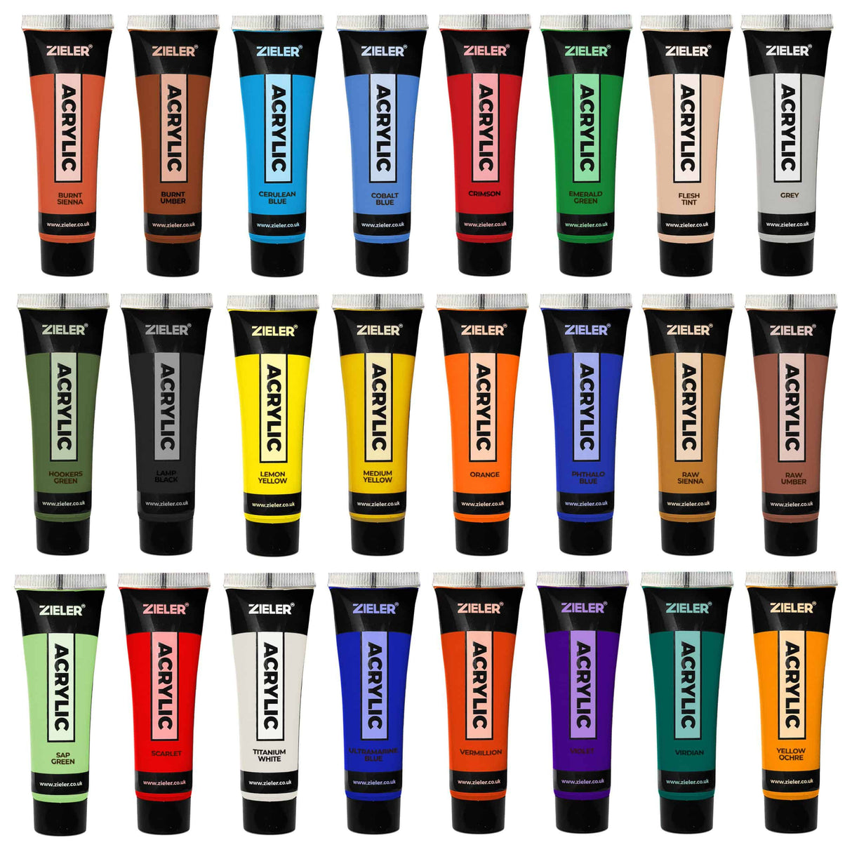 Zieler Acrylic Art Set in an A3 Clear Bag (37 Pieces)