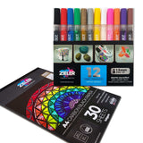 Zieler 12 Paint Marker Pens 1.5mm with A4 Black Paper Pad Set