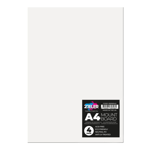 Mountboard 1.4mm A4 White 4 sheets