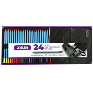 Zieler 24 Watercolour Pencils with Pencil Wrap