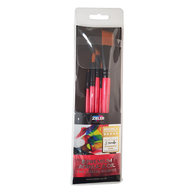 Zieler Premium Acrylic & Oil Brush wallet (Set of 5)