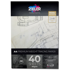 A4 Tracing Paper Pad – 90gsm Medium Weight, 40 sheets