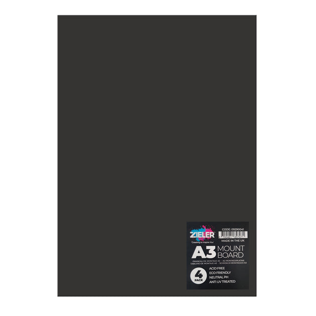 Zieler A3 Mountboard - Black (4 Sheets)