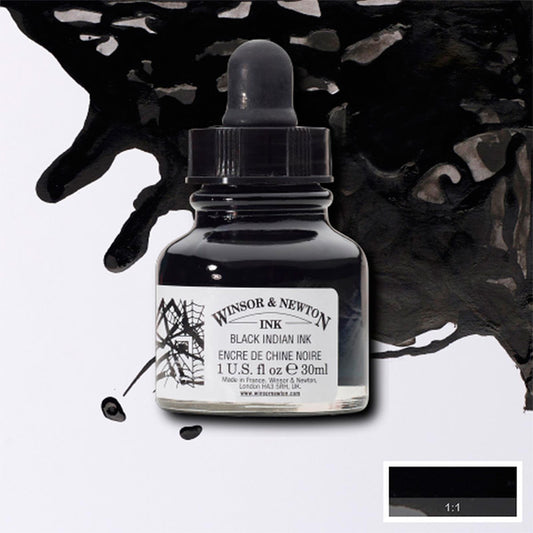 Winsor & Newton - Drawing Ink - 30ml Black Indian with Dropper