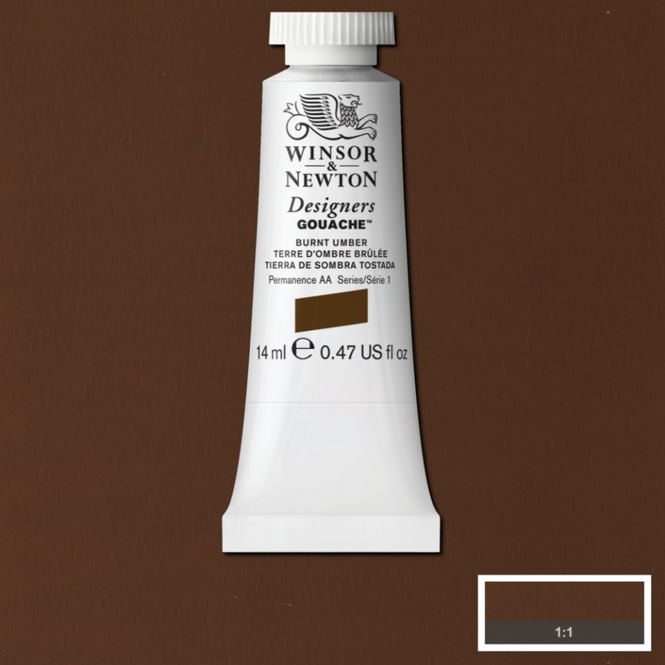 14ml Burnt Umber - Designers Gouache. Product code: 0605076  Barcode: 50947843