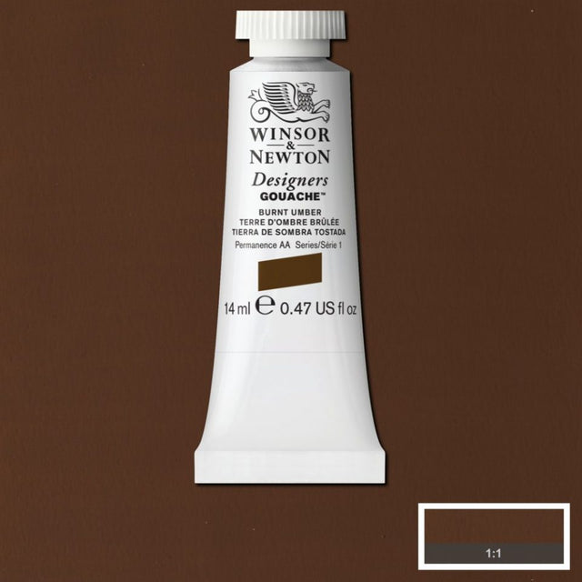14ml Burnt Umber - Designers Gouache. Product code: 0605076  Barcode: 50947843