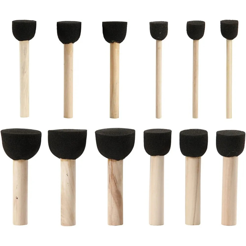 Foam Stencil Brushes, D: 13-20-25-35 mm, 12 pcs