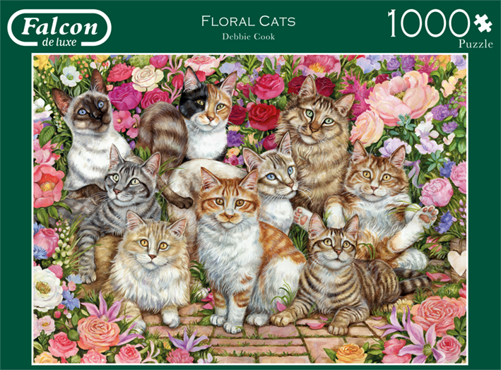 1000pc Floral Cats