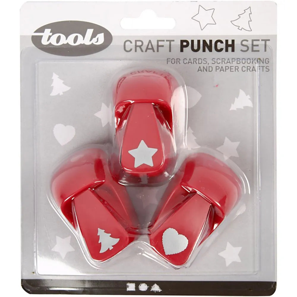 Paper Punches, red, star, heart, christmas tree, s