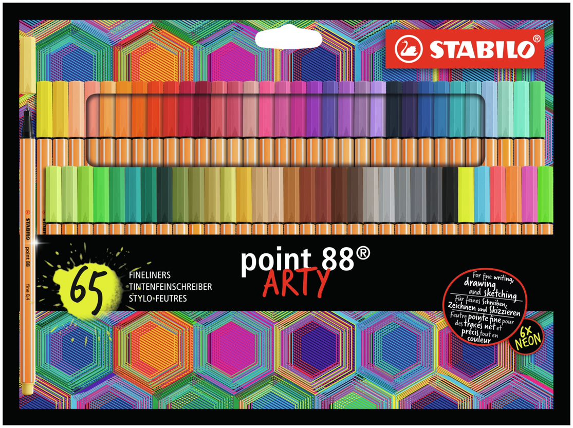 Fineliner - STABILO point 88 ARTY - Wallet of 65pcs
