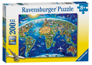 World Landmarks Map 200 Piece Xxl Jigsaw Puzzle