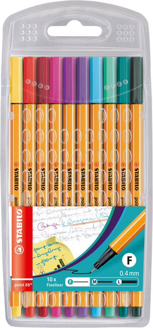 Fineliner - STABILO point 88 - Wallet of 10 - Assorted Colours