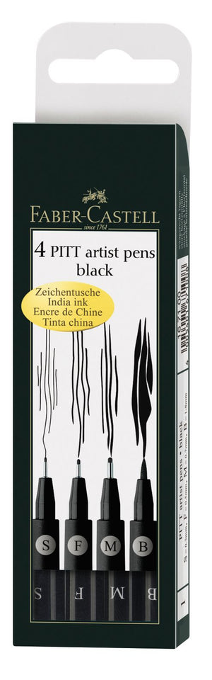 Pitt Artist Pen Black Wallet Of 4