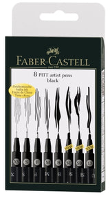 Pitt Artist Pen Black Wallet Of 8