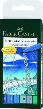 Pitt Brush Artist Pen Pack Of 6 Shades Of Blue