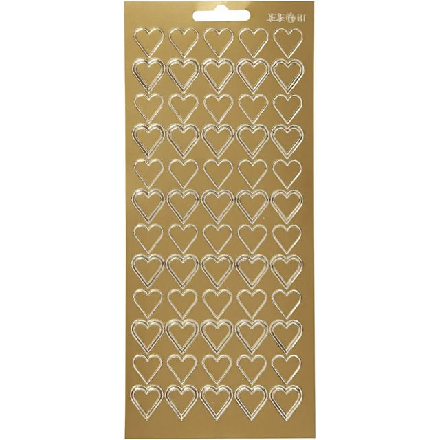 Stickers, gold, hearts, 10x23 cm, 1 sheet