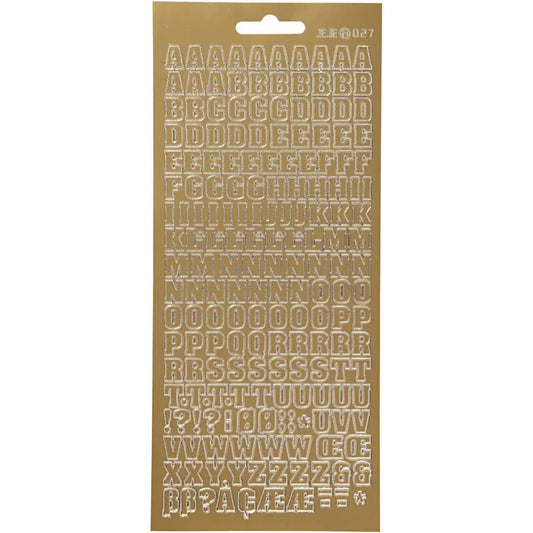 Stickers, gold, alphabet, 10x23 cm, 1 sheet