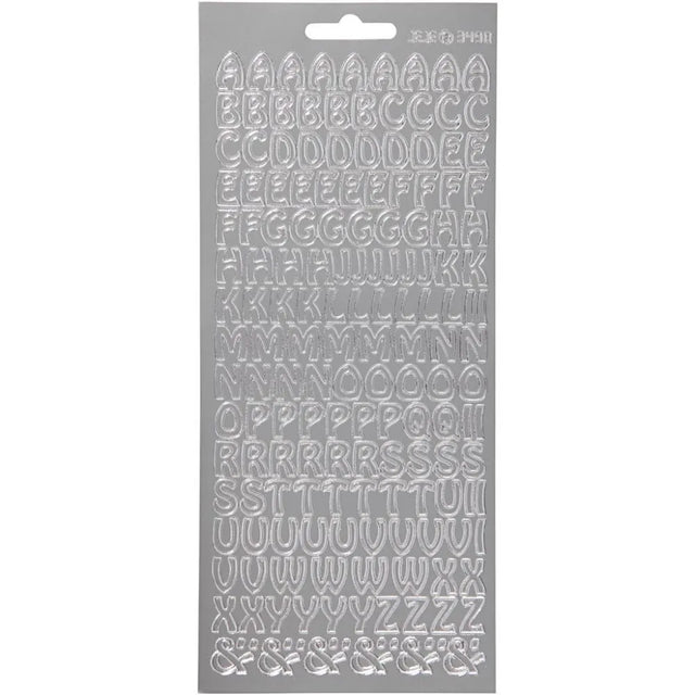 Stickers, silver, alphabet, 10x23 cm, 1 sheet