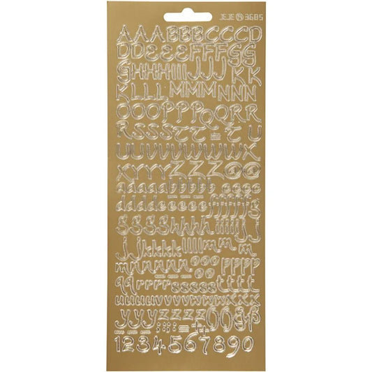 Stickers, gold, alphabet, 10x23 cm, 1 sheet
